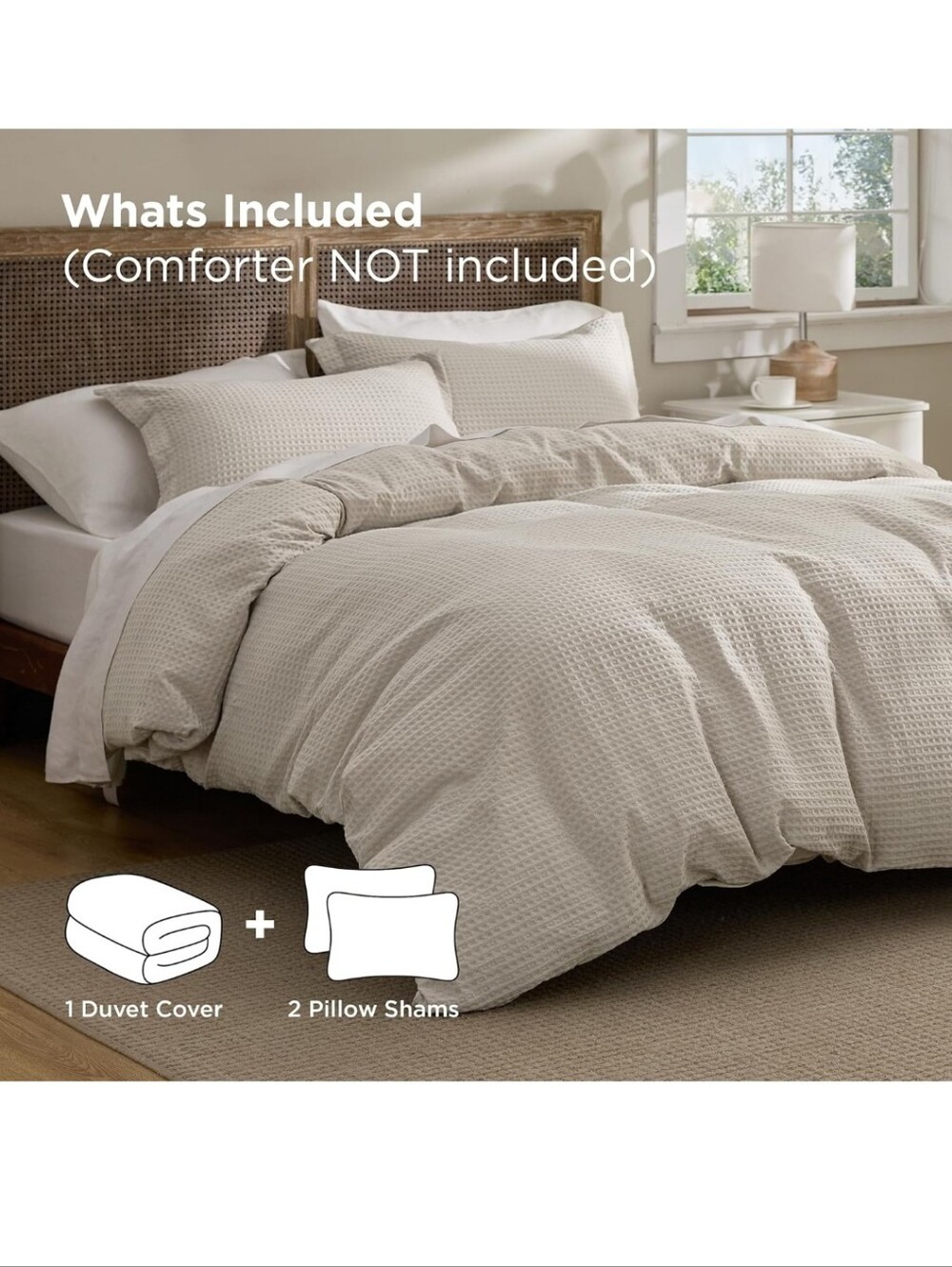 Bedsure Waffle Weave Duvet Cover Queen- Luxury, Soft & Breathable 3 Piece Set - Picture 8 of 11